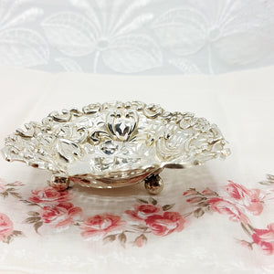 Victorian Silver, Footed Heart, Pierced Bon Bon Dish - Chester 1895