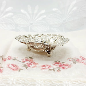 Victorian Silver, Footed Heart, Pierced Bon Bon Dish - Chester 1895