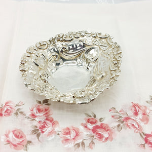 Victorian Silver, Footed Heart, Pierced Bon Bon Dish - Chester 1895