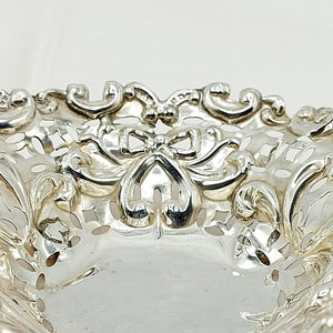 Victorian Silver, Footed Heart, Pierced Bon Bon Dish - Chester 1895