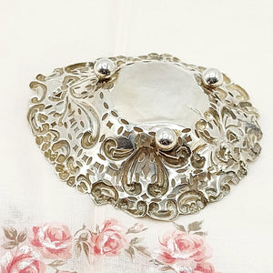 Victorian Silver, Footed Heart, Pierced Bon Bon Dish - Chester 1895