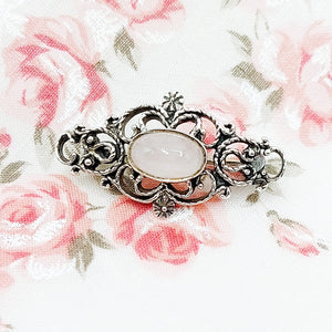 Exquisite Silver Rose Quartz Brooch